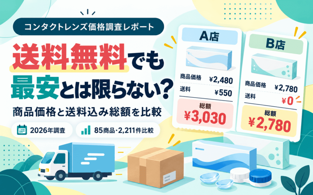 コンタクトレンズは送料込みで最安店が変わる？85商品の通販価格を調査【2026年】のアイキャッチ画像