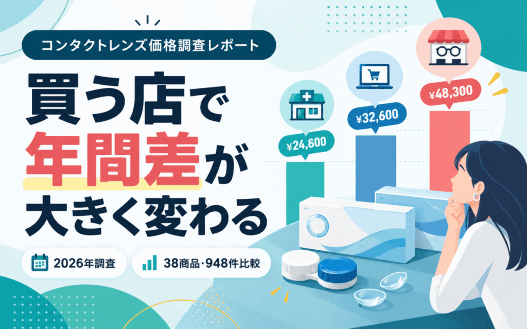コンタクトレンズは買う店で年間いくら違う？通販価格を比較【2026年調査】のアイキャッチ画像